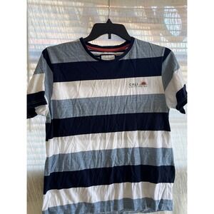 DENIM FLOWER RICKY SINGH Mens Striped Short Sleeve TShirt Size L